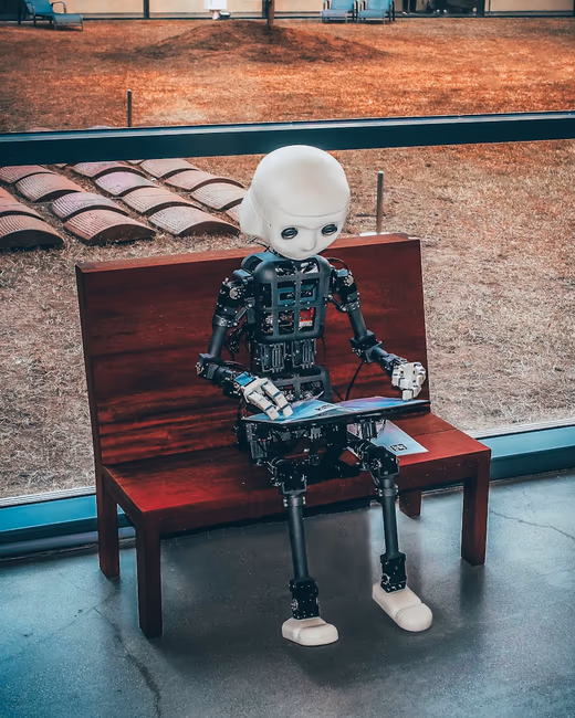 Humanoid robot — illustrative of AI-driven mental-health research.