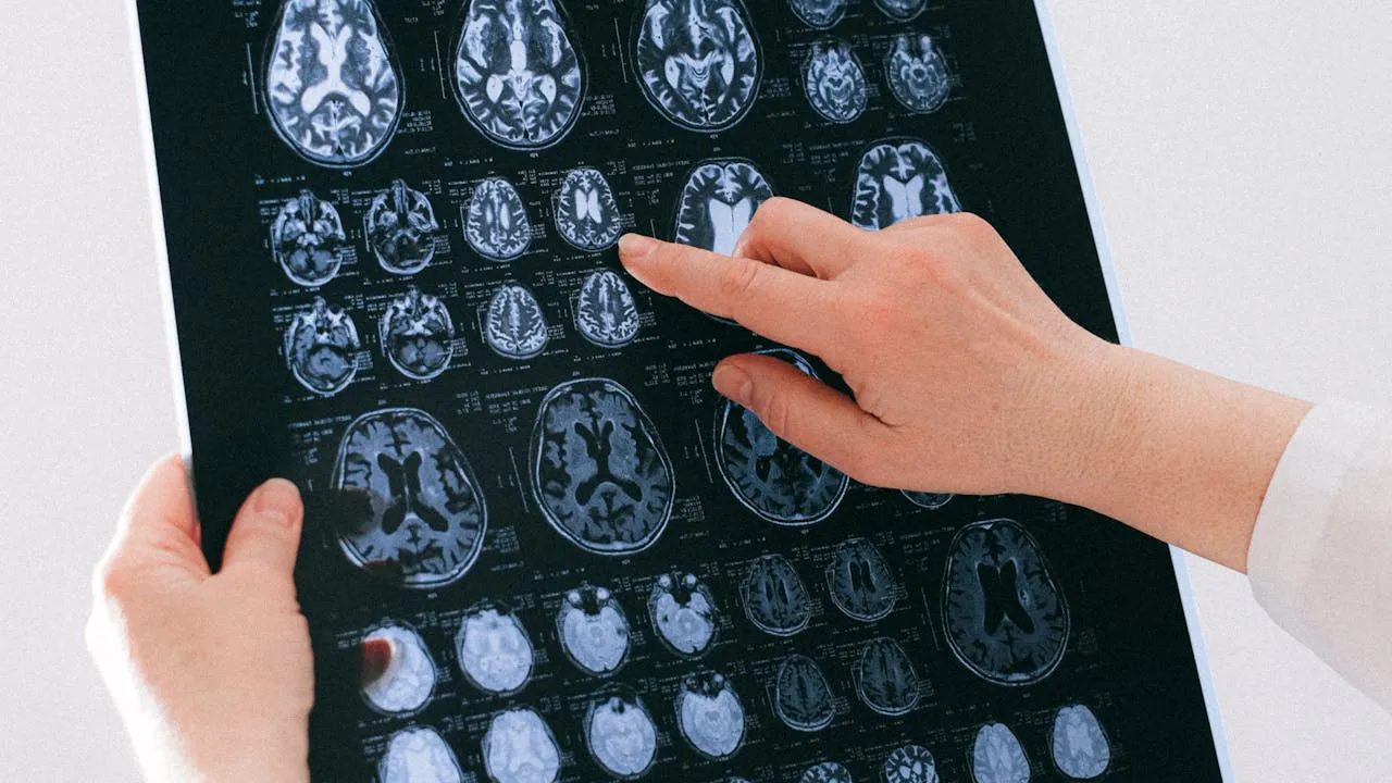 Abstract close-up of glowing neural pathways in a stylised human brain illustration.